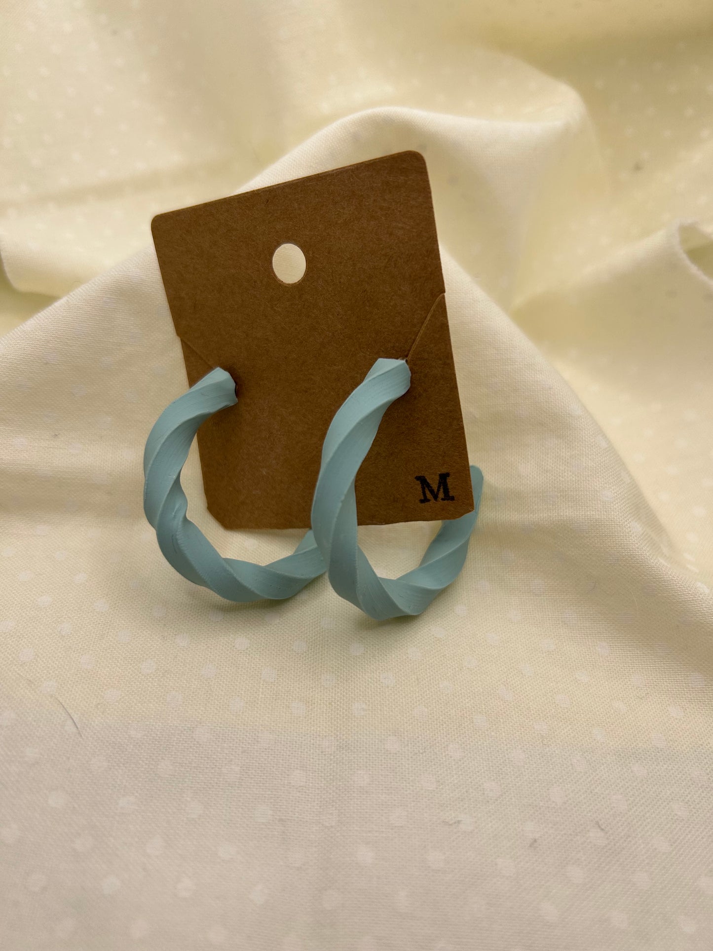 Blue Twist Hoop Earrings