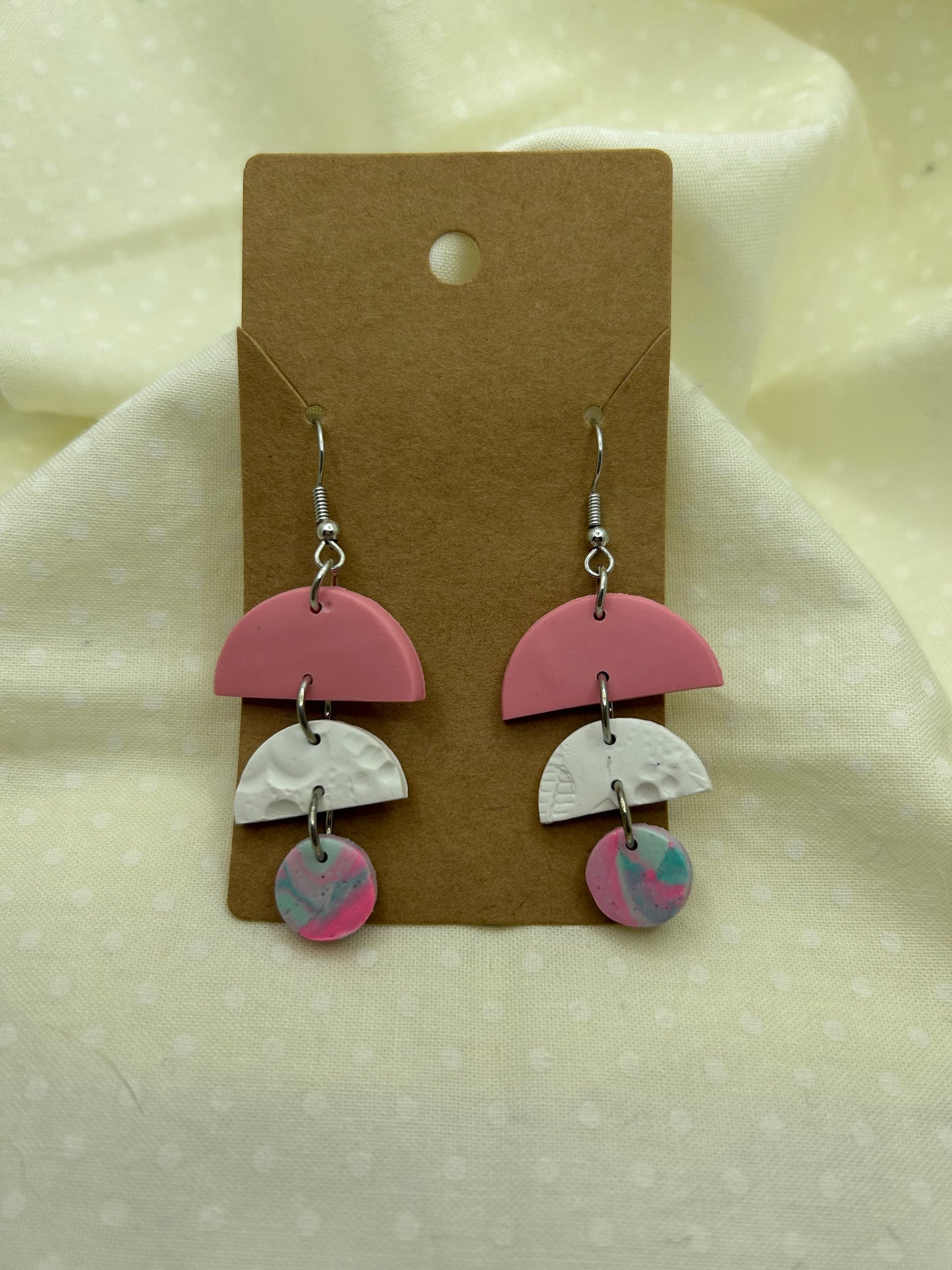 Pink & Teal Lace Earrings