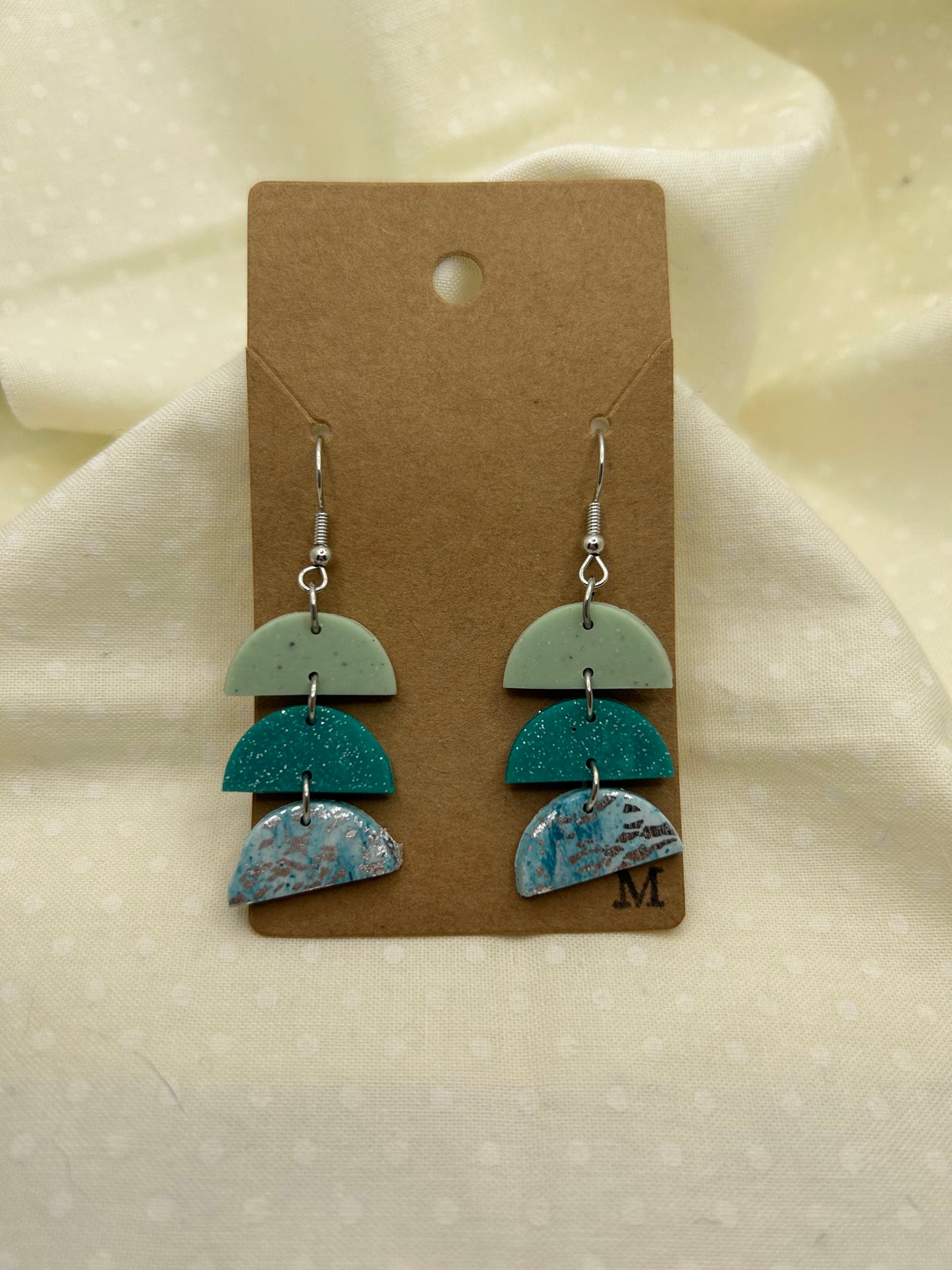 Teal Silver Summer Earrings