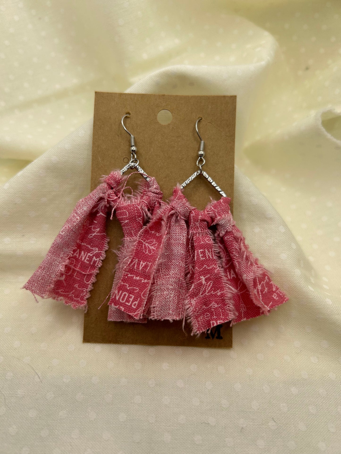 Pink Fabric Earrings