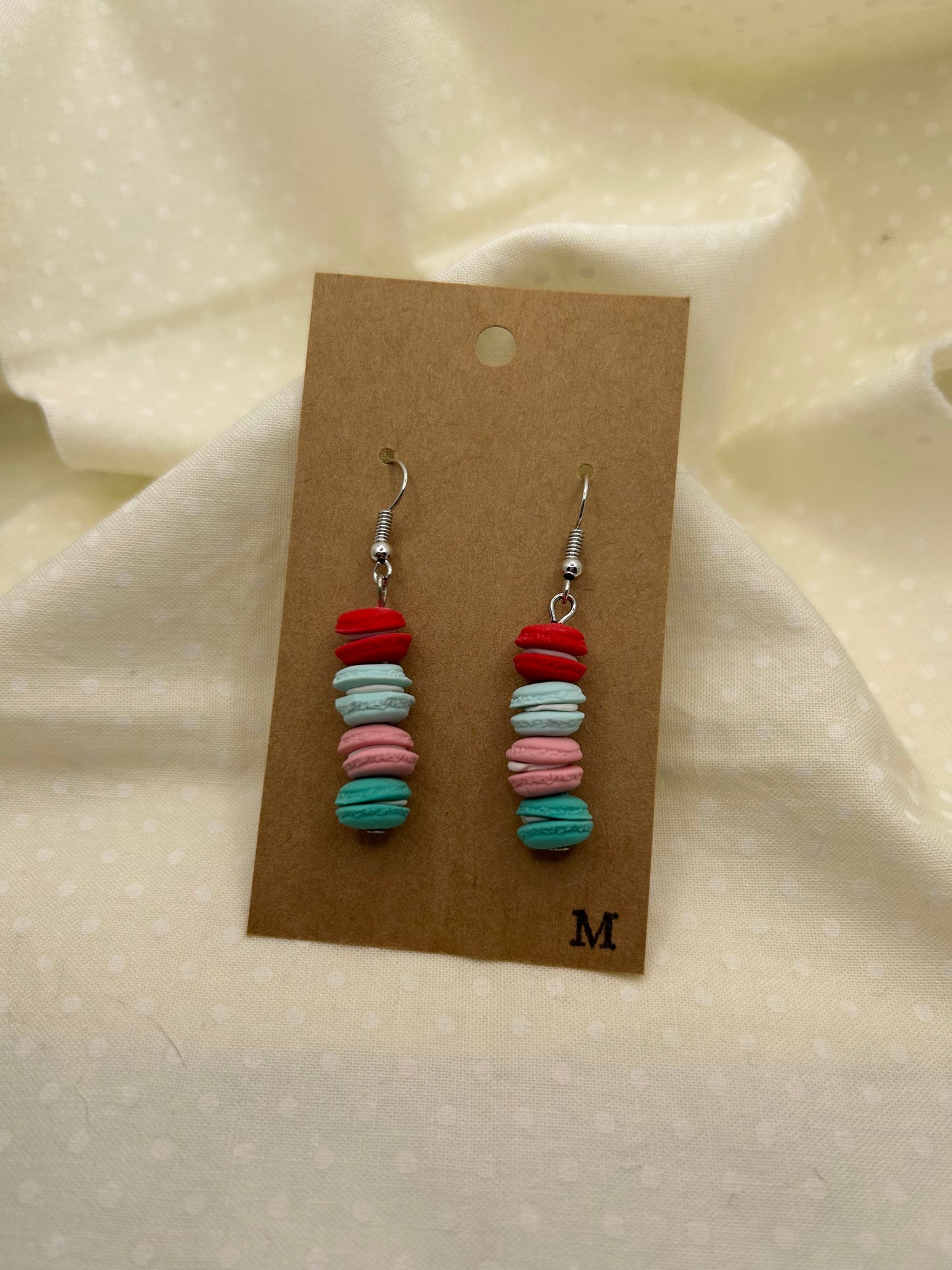 Teal & Pink Stacked Macaron Earrings