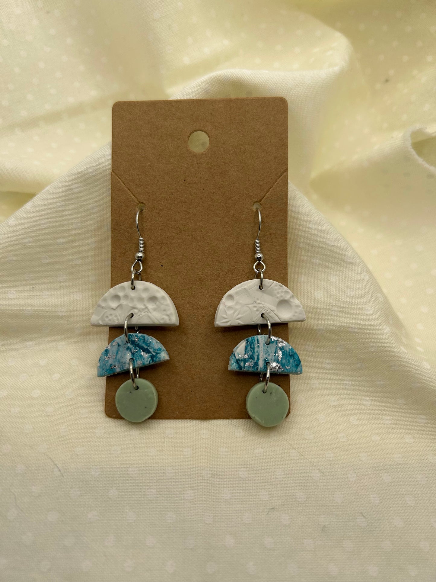 Teal Silver Lace Earrings