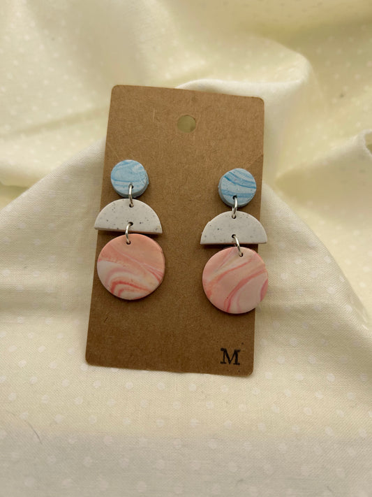 Coral & Blue Marble Earrings