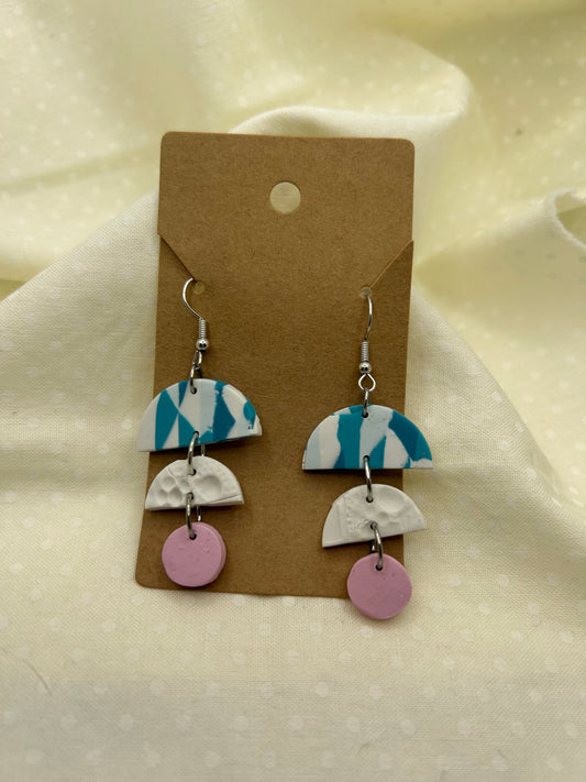 Blue Mosaic & Pink Earrings