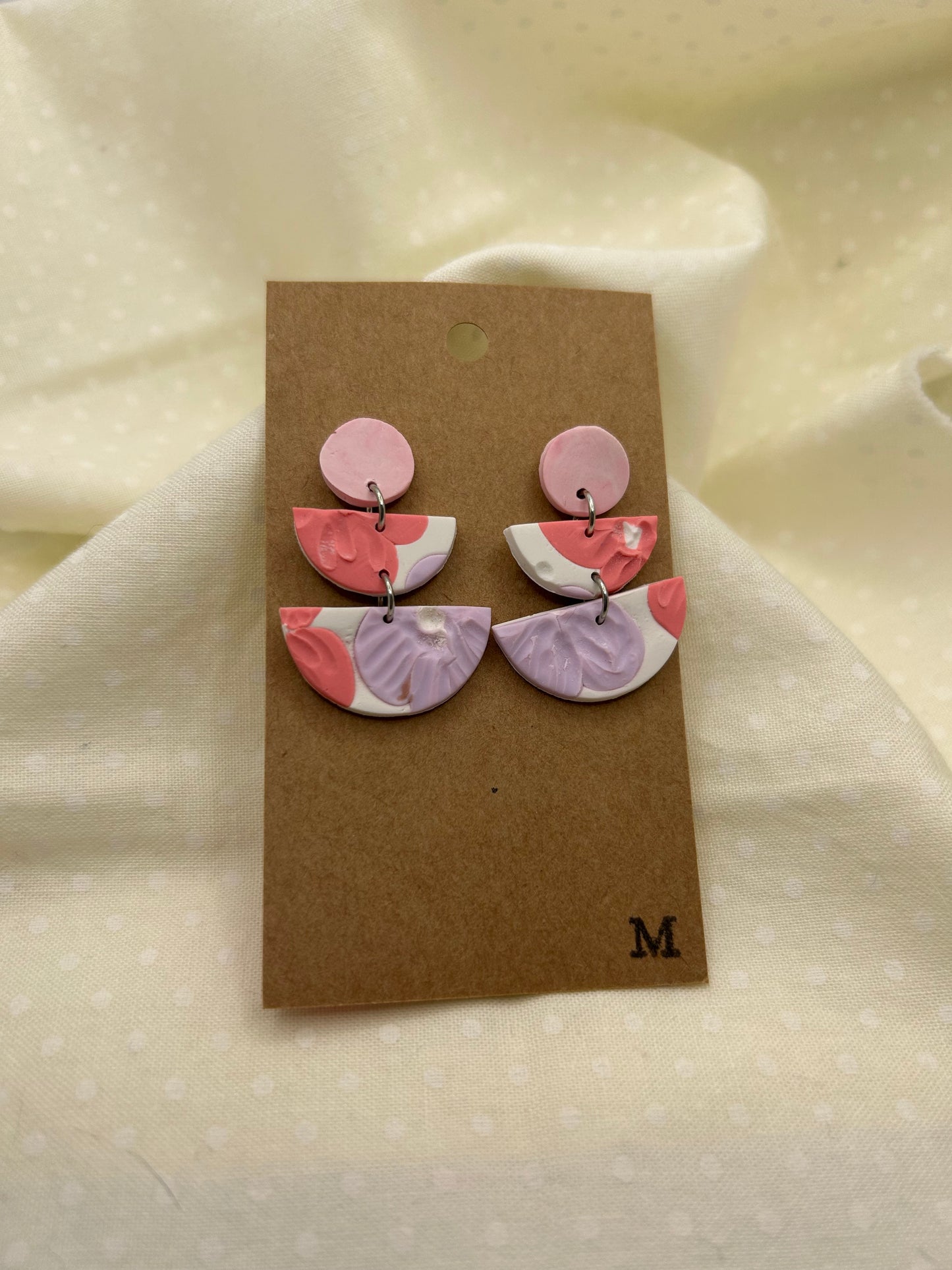 Pink Pastel Spring Floral Earrings