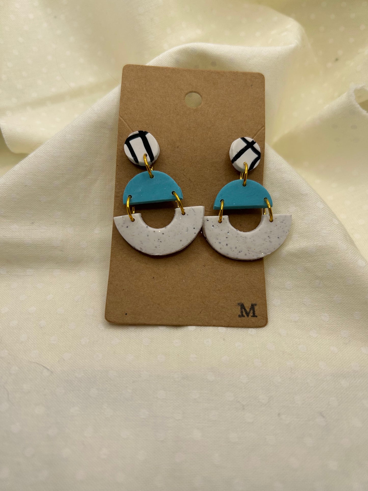 Blue & Black White CrissCross Earrings