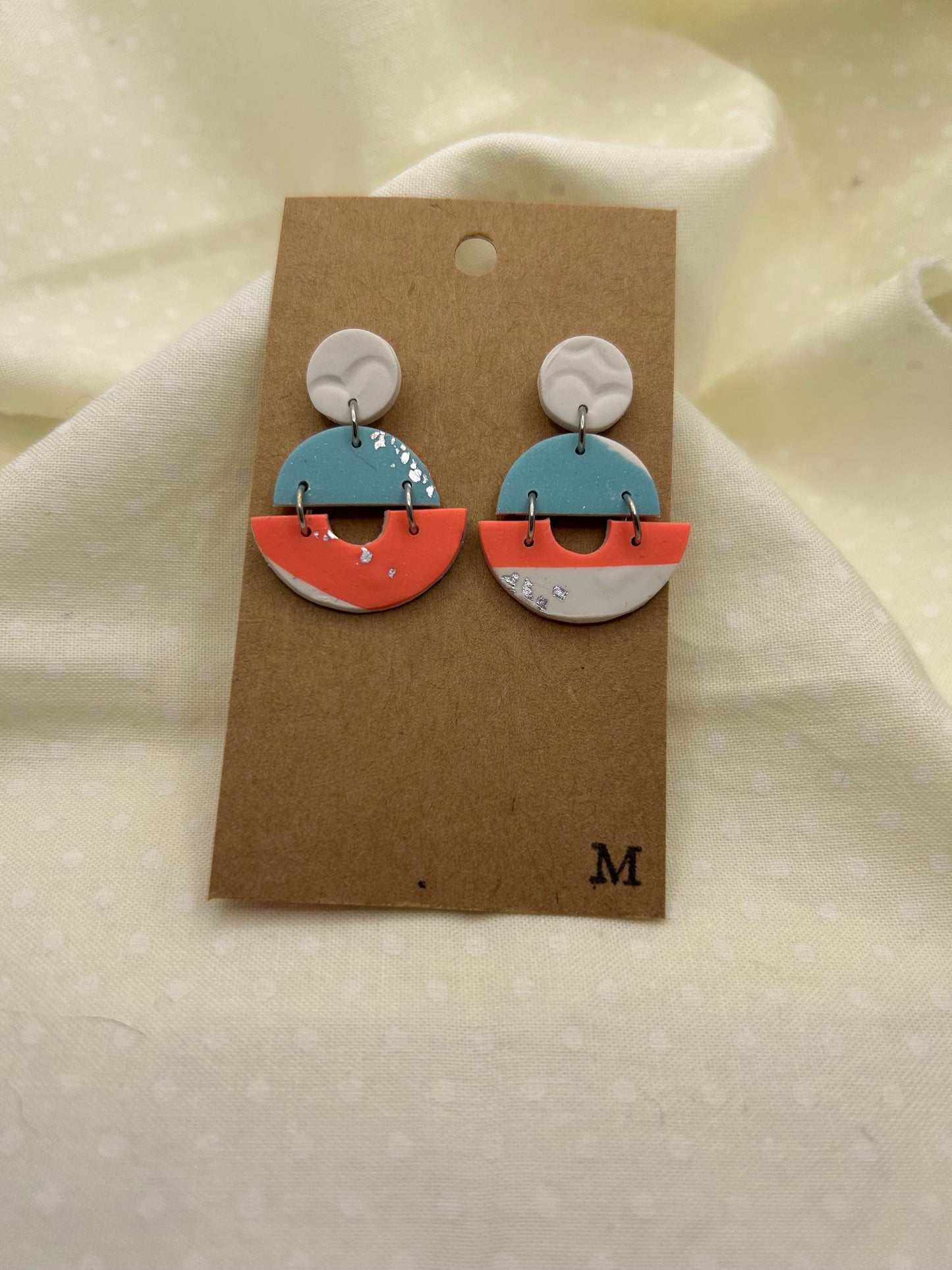 Retro 80s Coral & Blue Earrings