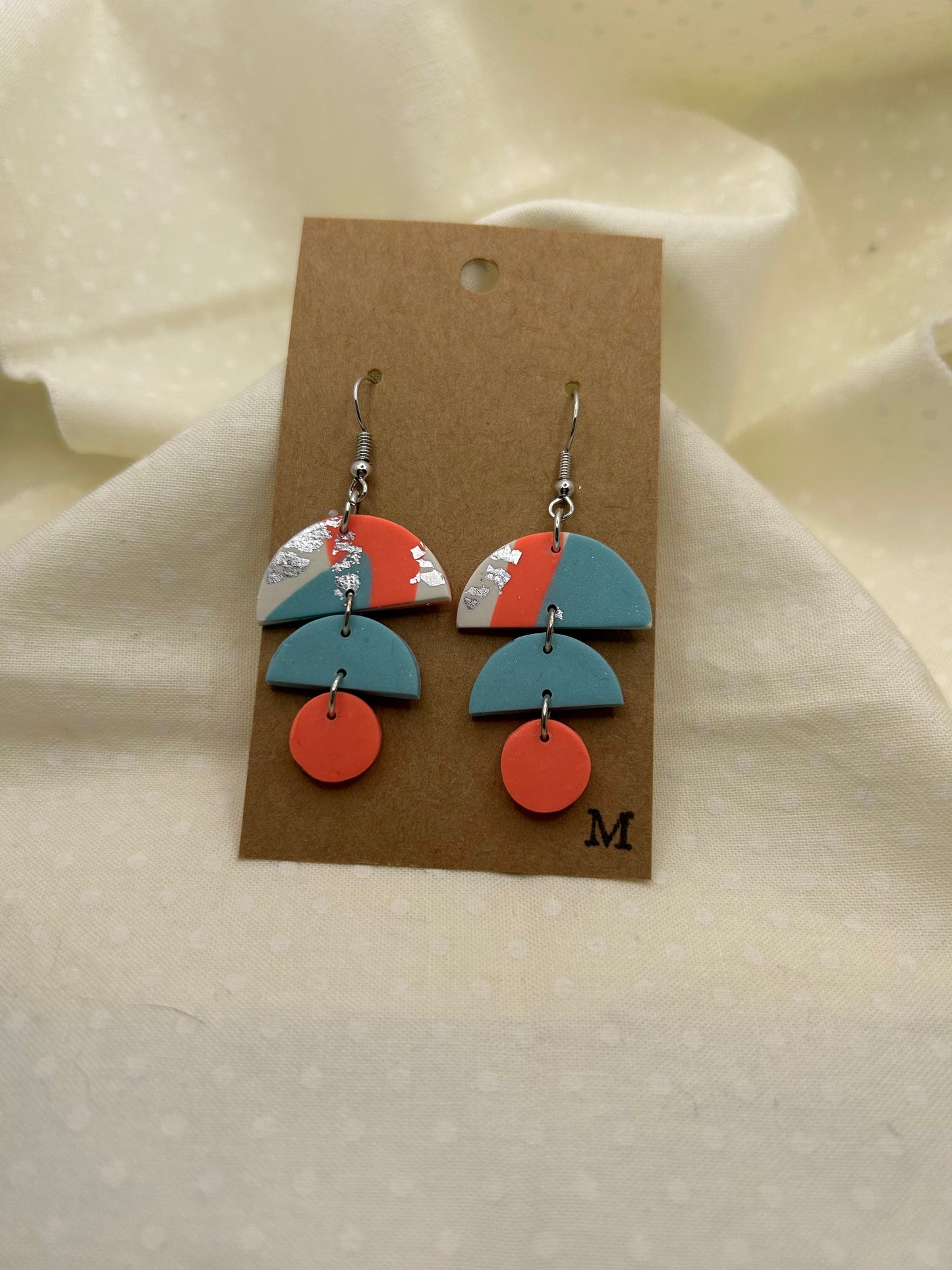 Retro 80s Coral & Blue Earrings